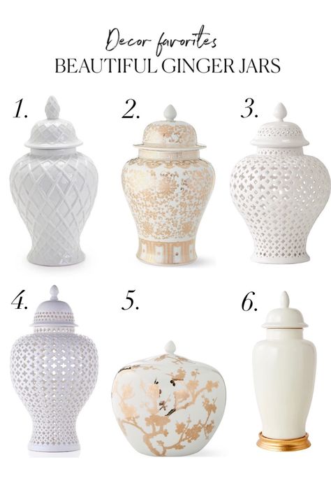 The best white and gold Ginger Jars – The Decor Diet Ginger Jars Decor Living Rooms, Mirror Tray Decor, Ginger Jars Decor, Jars Decor, Entry Kitchen, Console Table Design, White Ginger Jars, Temple Jar, Glam Living Room