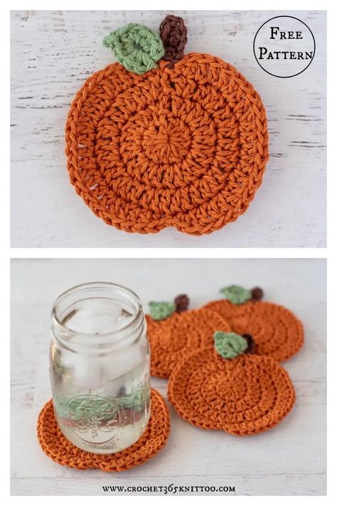 Great Harvest Pumpkin Coasters Free Crochet Pattern Crochet Fall Mug Rug, Turkey Coaster Crochet, Fall Pot Holders Crochet, Crochet Items For Fall Craft Fair, Fall Crochet Ideas To Sell, Crochet Fall Projects, Pumpkin Coasters Free Crochet Pattern, Fall Crochet Patterns Free Ideas, Fall Themed Crochet