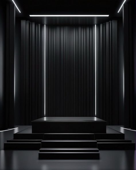 Photo black podium simmetric dark backgr... | Premium Photo #Freepik #photo Backstage Background, Moving Backgrounds, Stage Background, 3d Environment, Tube Light, Photoshop Backgrounds, Product Display, Technology Design, Dark Room