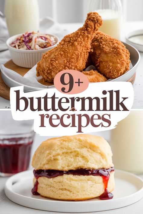 Whip up yummy buttermilk treats in no time! From fluffy pancakes to creamy dressings these easy recipes are perfect for breakfast lunch or dinner. Serve up a delicious buttermilk fried chicken or bake a moist cake that everyone will love. Buttermilk is your secret ingredient for tasty meals! Buttermilk In Recipes, Healthy Recipes With Buttermilk, Breakfast Recipes With Buttermilk, Recipes That Call For Buttermilk, How To Use Buttermilk, Ways To Use Buttermilk, Recipes With Buttermilk Dinner, Recipes That Use Buttermilk, What To Do With Buttermilk