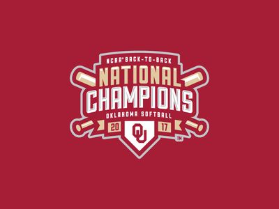 Oklahoma Softball National Champions Logo Baseball Branding, Sports Typography, Basketball Fundraiser, Softball Logos, Oklahoma Softball, Athletic Branding, Championship Logo, Sports Creative, Softball Tournaments