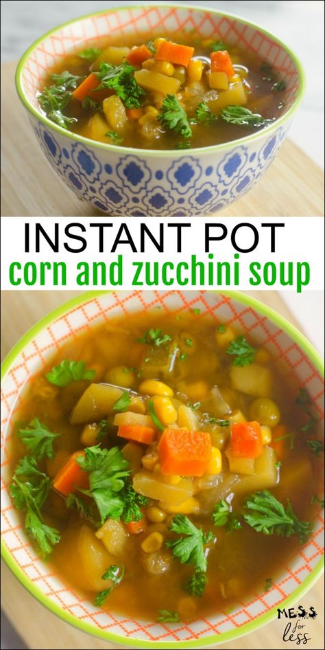 It takes just minutes to make a hearty, warm meal that good for you and delicious. This Corn and Zucchini Instant Pot Soup is colorful and so filling. #InstantPot #recipes #InstantPotSoup Instant Pot Zucchini, Slow Cooker Corn Casserole, German Potato Soup, Garlic Lemon Butter Sauce, Instant Pot Corn, Corn And Zucchini, Zucchini Soup Recipes, Instapot Meals, Foil Packs