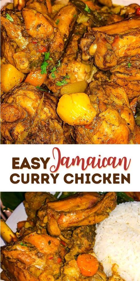 Jamaican Curry Recipes, Jerk Chicken Curry, Jamacian Food Recipes Chicken, Dinner Ideas Carribean, Boneless Curry Chicken Recipes, Curry Chicken Wings Recipes Jamaican, West Indian Curry Chicken, Easy Jamaican Curry Chicken, Slow Cooker Jamaican Curry Chicken