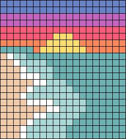 Alpha pattern #73216 | BraceletBook Stuff To Draw On Graph Paper, Pixel Art Sunset Easy, Sunset Perler Bead Pattern, Popsicle Perler Bead Patterns, Pixel Art Pictures, Simple Cat Pixel Art, Perler Art Ideas, Pixel Art Colorful, 20 By 20 Pixel Art