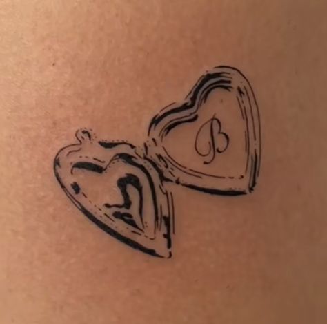 Girly Mexican Tattoo, Tattoo To Get For Your Boyfriend, Ruffle Heart Tattoo, Heart Locket Tattoo Stencil, Croquette Aesthetic Tattoo, Love Inspired Tattoos, L Heart Tattoo, Interlinked Tattoo, Made With Love Tattoo