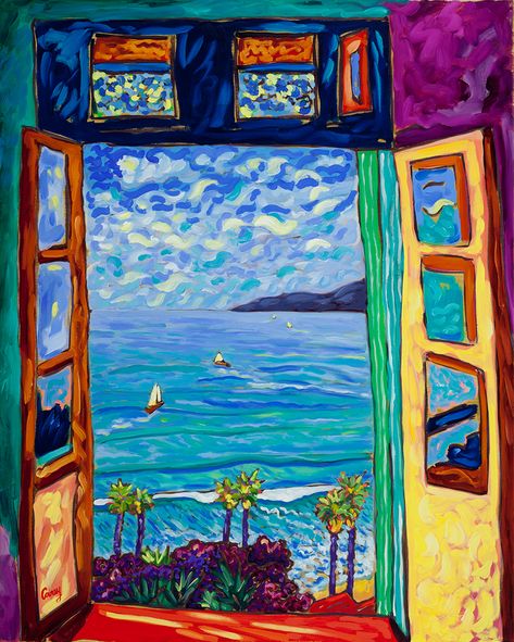 serene scene by Cathy Carey ©2014 24 x 30 Fauvism Art, Matisse Paintings, Istoria Artei, Arte Van Gogh, Fauvism, Matisse Art, Arte Inspo, Window Art, Window Painting