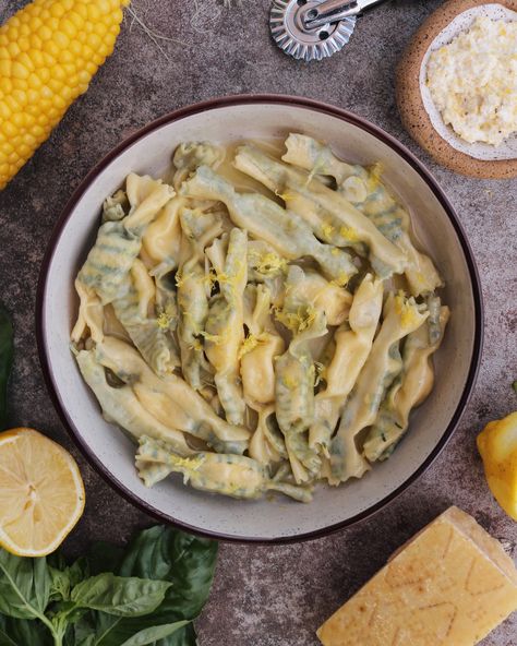 Sweet corn & basil caramelle in a lemon garlic Grana Padano sauce Kitchenaid Pasta, Corn Pasta, Filled Pasta, Making Pasta, Recipe Sweet, Pasta Dough, Pasta Maker, Homemade Pasta, Sweet Corn