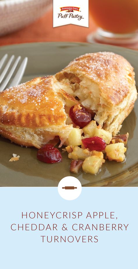 These Honeycrisp Apple Turnovers with Cheddar and Cranberry combine sweet and savory flavors in a irresistibly delicious way. Use Pepperidge Farm® Puff Pastry Sheets to create a light and flaky turnover that’s sure to be a hit at holiday gatherings and dinner parties alike. Click here for the full recipe. Apple Cheddar, Honeycrisp Apple, Pepperidge Farm Puff Pastry, Turnover Recipes, Puff Pastries, Apple Turnovers, Honeycrisp Apples, Pepperidge Farm, Pastry Sheets