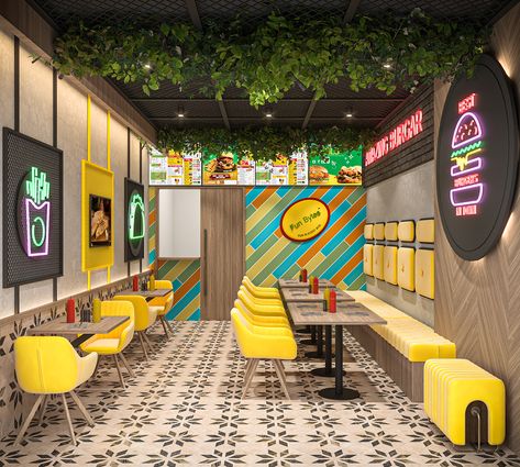 CAFE Fast Food Bar Design, Mini Restaurant Ideas, Snack Shop Ideas, Small Burger Shop Design, Fast Food Restaurant Design Interiors, Fastfood Design Interiors, Mini Cafe Design Interiors, Creative Coffee Shop Design, Cafe Cashier