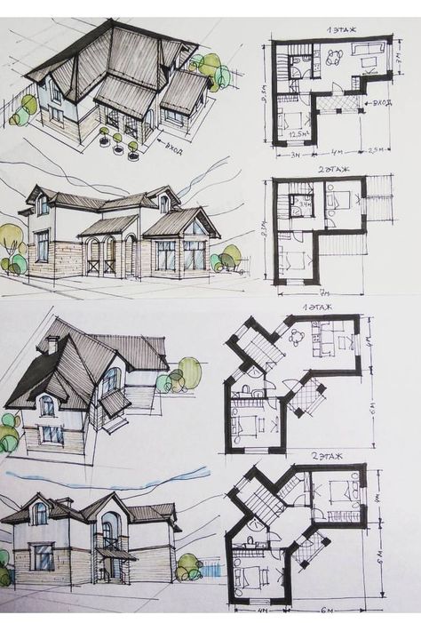 How To Draw Section From Plan, How To Draw House Plans, Architectural Plan Drawing, Conceptual Model Architecture Ideas, Sketch Ideas Architecture, Modern House Design Drawing, Concept Architecture Ideas Sketch, Exploded Axonometric Architecture, Plan Architecture Drawing