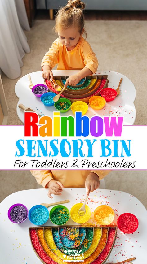 Rainbow Sensory Bin, Infant Toddler Classroom, Rainbow Sensory, Sensory Exploration, Toddler Classroom, Holiday Club, Sensory Bin, Sensory Bins, Toddler Preschool