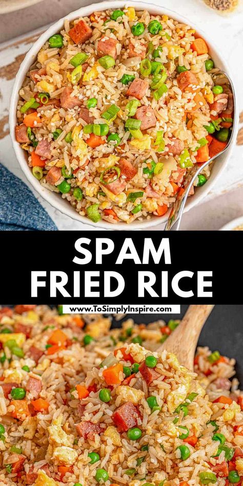 Easy Dishes With Rice, Fried Spam And Rice, Spam Rice Recipe, Spam Stir Fry Recipes, Spam Fried Rice Recipe Easy, Things To Eat With Rice, Rice Dinners Easy, Fried Rice For A Crowd, Rice And Spam Recipes