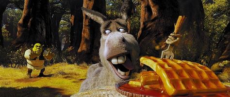 "And in the morning, I'm makin' WAFFLES!!!" Animation Dreamworks, Shrek Character, Shrek Donkey, Vanellope Y Ralph, How To Make Waffles, A Donkey, Black Cartoon Characters, Eddie Murphy, Black Cartoon