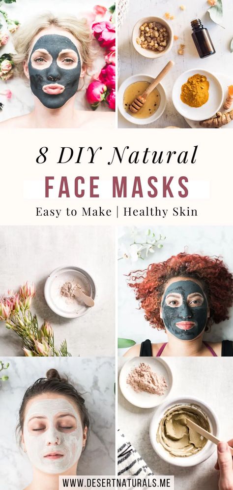 collage of women with diy natural homemade face masks Diy Natural Face Masks Recipes, Diy At Home Face Masks, How To Get Healthier Skin, Homemade Skin Mask, Natural Face Mask For Dry Skin, Home Made Facial Masks, Diy Face Mask Blackheads, Face Masks Natural, Pore Cleaning Diy Mask