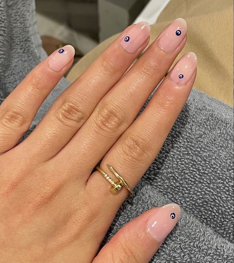 nail art evil eye nails blue nails clean girl aesthetic pink blue grey navy old money minimal aesthetic minimalist nails Evil Eye Nails Blue, Nail Art Evil Eye, Nails Clean Girl, Nails Clean, Evil Eye Nails, Eye Nails, Nails Blue, Aesthetic Minimalist, Minimal Aesthetic