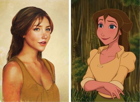 17 Disney Princesses Beautifully Transformed Into Human Versions of Themselves Tarzan And Jane Costumes, Princesses In Real Life, Disney Characters Reimagined, Real Life Disney Characters, Tarzan And Jane, Disney Princes, Beauty Stuff, Tarzan, Disney Princesses