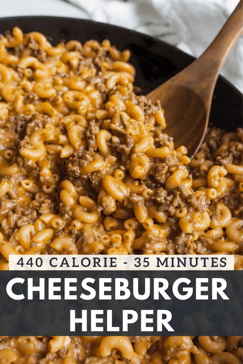 Homemade Cheeseburger Hamburger Helper is an easy weeknight dinner. This one skillet dinner only takes 35 minutes to make! Homemade Cheeseburger Hamburger Helper, Cheeseburger Hamburger Helper, Easy Homemade Hamburger Helper, Hamburger Meat Recipes Easy, Weekday Recipes, Homemade Cheeseburgers, Hamburger Helper Recipes, 30 Min Meals, Easy Hamburger