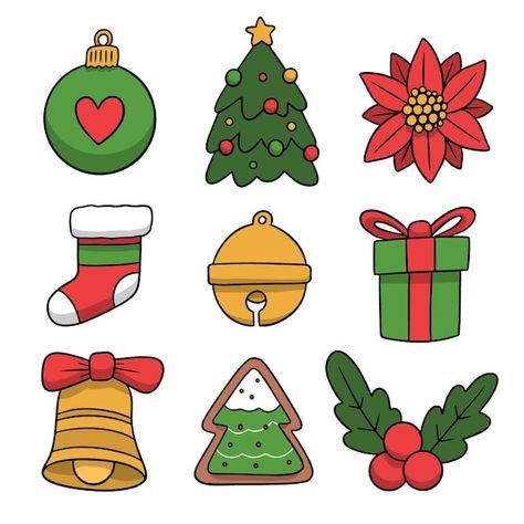 Colección de elementos navideños dibujad... | Free Vector #Freepik #freevector #elementos-navidenos #vacaciones-navidad #diciembre #feliz-navidad Christmas Decor Ideas Drawing, Christmas Decor Drawing, Christmas Cute Drawing, Cute Christmas Drawing Ideas, Christmas Decorations Drawings, Immagini Grinch, Christmas Draw, Christmas Stickers Printable, Xmas Stickers