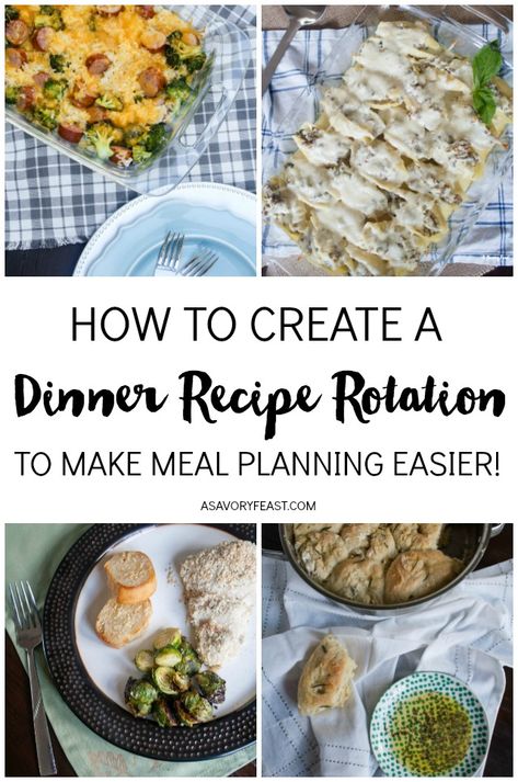 Looking for some dinner inspiration? Today I’m sharing our current dinner recipe rotation and showing you how creating a recipe rotation can make meal planning easier. Plane Food, Meal Plan Grocery List, Dish Ideas, Make Ahead Lunches, Dinner Inspiration, Family Favorite Meals, Side Dishes Easy, Healthy Meal Prep, Dinner Recipe