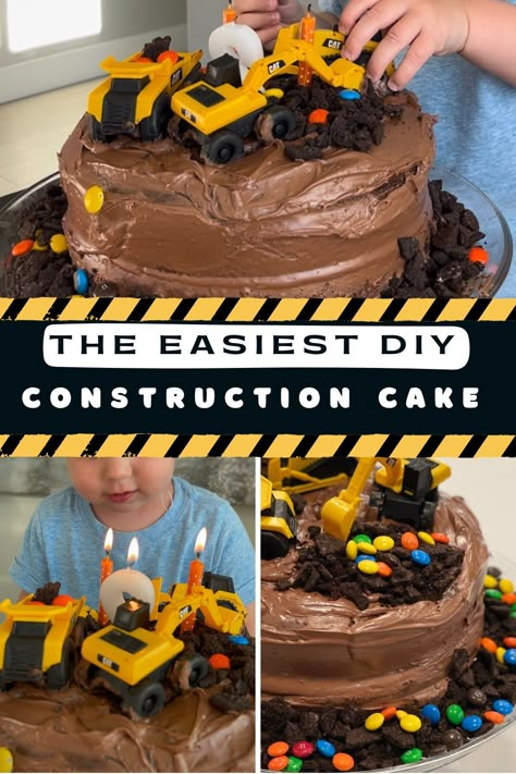 Easy Homemade DIY Construction Site Themed Birthday Cake! Tractor Birthday Cakes, Birthday Cake For Boys, Digger Cake, Construction Birthday Cake, Boys Birthday Cakes, Construction Cake, Diy Birthday Cake, Dirt Cake, Construction Birthday Party