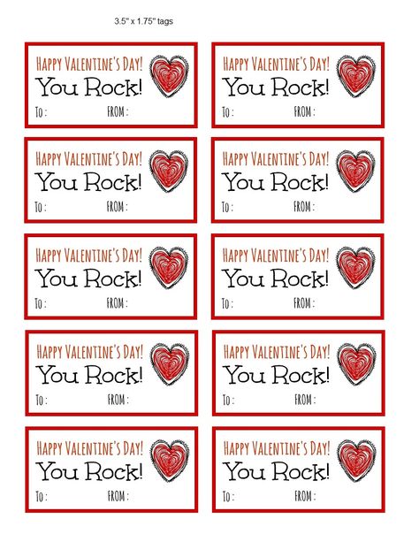 "You Rock!" Valentine's Day printables Pop Rocks Valentine, Valentines Toddler, Valentine Name, Free Printable Valentines Cards, Bubble Valentines, Daycare Classroom, You Are My Rock, Class Valentines, Valentine Images