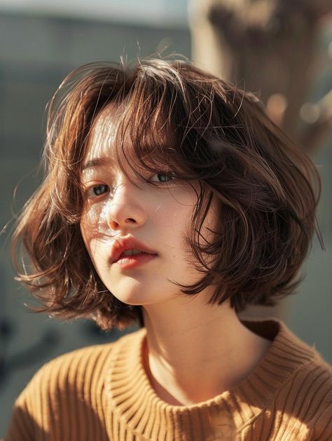 Women Hair Styles Long, Women's Short Hairstyle, Korean Short Haircut With Bangs For Round Face, Bangs For Square Face Shape Asian, Korean Woman Face, Korean Short Hair Styles, Asian Short Hair With Bangs Round Face, Short Hair Asian Women, Asian Women Bob Haircut