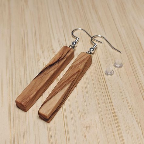 Pine Cone Jewelry, Wooden Jewelery, Boho Bridal Jewelry, Wood Jewelery, Shiny Earrings, Hanging Earrings, Wooden Earrings, Wood Earrings, Olive Wood