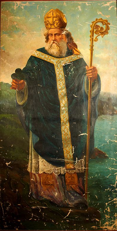 St. Patrick | http://www.saintnook.com/saints/patrickofireland |  Saint Patrick Oil Painting by Honate 3' x 6' antique appraisal | InstAppraisal Religious Images, Catholic Art, Orthodox Icons, St Pattys Day, Saint Patrick, Patron Saints, Sacred Art, Roman Catholic, Catholic Faith