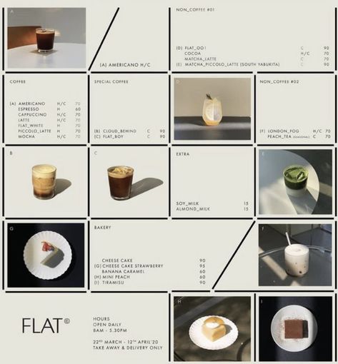 Minimal Coffee Menu Design, Minimalist Menu Design Layout, Coffee Menu Photography, Minimal Menu Design Cafe, Instruction Design Layout, Cafe Website Design Inspiration, Horizontal Menu Design, Coffee Menu Design Ideas Layout, Coffee Menu Design Ideas