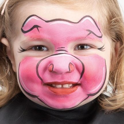 Piggy face paint Pig Face Paint, Obličejové Masky, Animal Face Paintings, Pig Face, Face Painting Easy, Kids Face Paint, Cool Face, Face Painting Halloween, Face Painting Designs