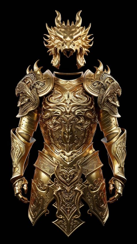 Metal Armor Reference, Stag Armor, Lion Armor, Enchanted Armor, Legendary Armor, Golden Armour, Gold Armour, Anime Template, Golden Armor