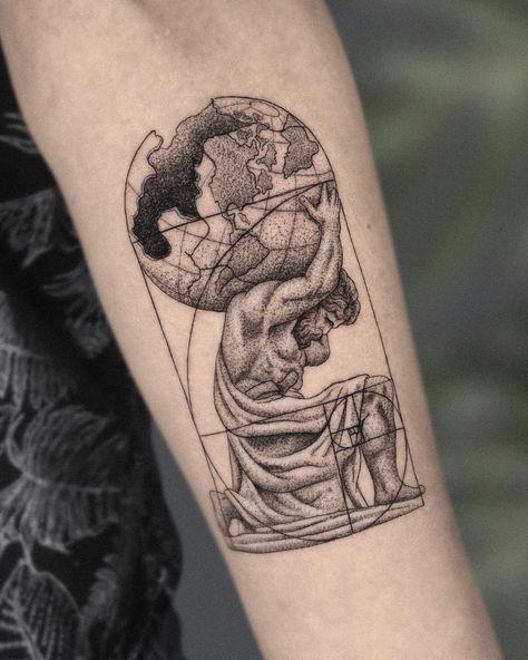 24 Coolest Atlas Tattoo Ideas - Small Tattoos & Ideas Natur Tattoo Arm, Small Tattoos Ideas, Greek God Tattoo, Roman Tattoo, Atlas Tattoo, Timeless Tattoo, History Tattoos, Greek Mythology Tattoos, Greek Tattoos