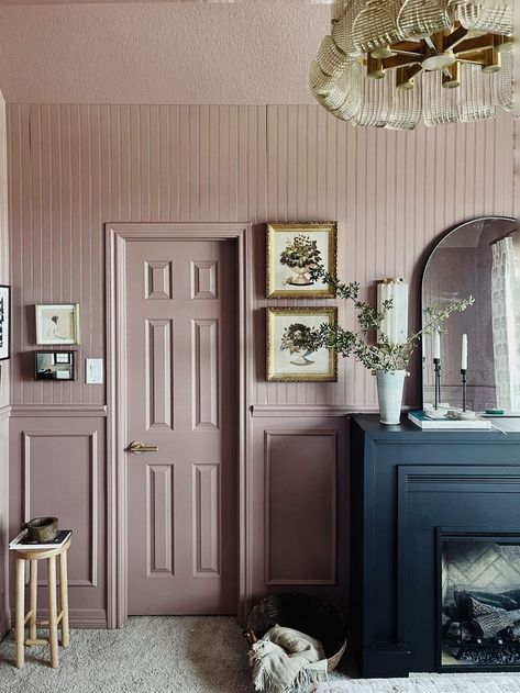 Color Drenching, Art Above Bed, Emily Henderson, Inspire Me Home Decor, Modern Cottage, Rooms Reveal, Pink Paint, Hudson Valley Lighting, Pink Walls