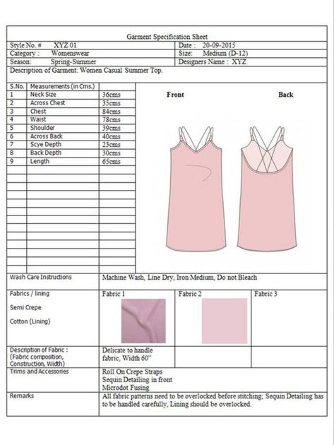 Cost Sheet Of Garment, Spec Sheet Fashion Templates, Garment Tech Pack, Specification Sheet Fashion Design, Spec Sheet Fashion, Garment Specification Sheet, Costing Sheet, Planner Sewing, Cost Sheet