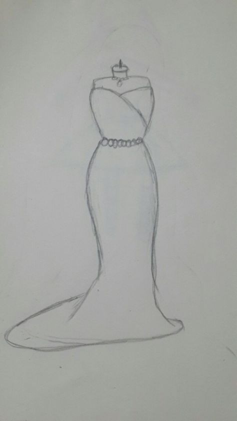 Simple Dress Sketches, Easy Dresses To Draw, Sketsa Dress Simple, Dress Drawing Simple, Dress Drawing Sketches Easy, Dress Sketches Easy, Easy Dress Drawings, Dress Drawing Easy, Pencil Sketches Easy