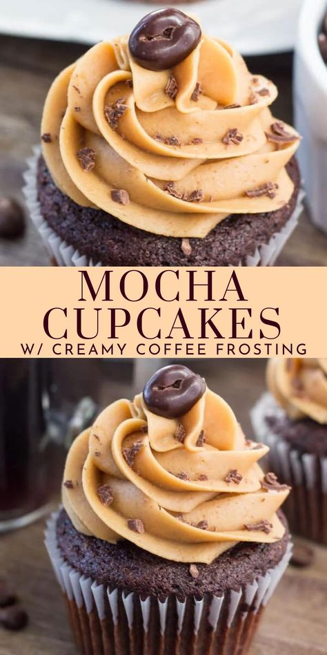 Chocolate Cupcake Recipe With Coffee, Chocolate Cupcakes With Coffee Frosting, Mocha Espresso Cupcakes, Coffee Chocolate Cupcakes, Chocolate Mocha Cupcakes, Cappuccino Cupcakes Recipe, Mocha Cupcakes Recipe, Unique Chocolate Cupcakes, Mocha Cupcakes With Espresso Buttercream