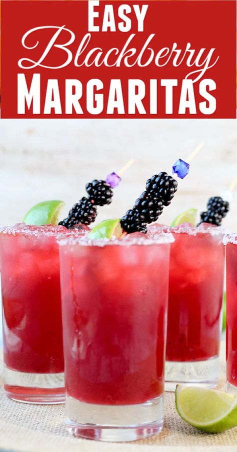 Easy Blackberry Margaritas are the perfect cocktail for parties and get togethers with friends! It's a sweet version of a classic margarita with tons of fresh blackberry flavor. Add them to your next celebration! #missinthekitchen #blackberries #margaritas #partydrinks Blackberry Cocktails, Spicy Blackberry Margarita, Blackberry Margaritas, Blackberry Margarita Recipe, Blackberry Brandy, Spicy Margarita Recipe, Blackberry Cocktail, Blackberry Margarita, Margarita Party