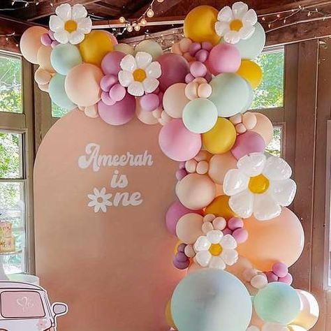 Daisy Flower Balloon, Yellow Party Decorations, Two Groovy, First Birthday Party Decorations, Pastel Balloons, Diy Balloon, Balloon Kit, Garland Arch, Baby Shower Supplies