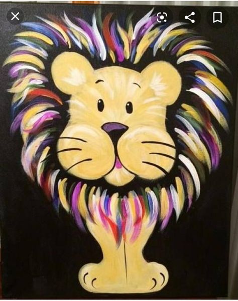 Kids Canvas Painting, Kids Canvas Art, Painting Parties, Lion Painting, Beginner Art, Kids Canvas, Easy Canvas Painting, Painting Ideas On Canvas, Cute Canvas