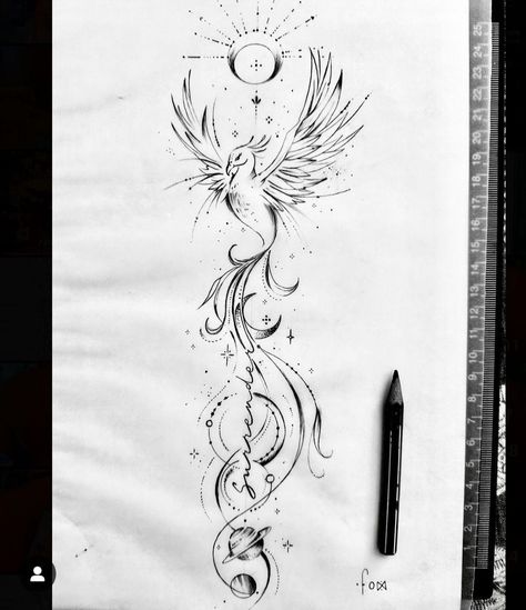 Nature Spine Tattoo Ideas, Phönix Tattoo Women Back, Rise Like A Phoenix Tattoo, Phoenix Arrow Tattoo, Tattoo Pheonix Women, Pheonix Tattoo For Women On Arm, Phenoix Tattoos Back, Phonex Tattoo Woman, Phoenix Bird Tattoo