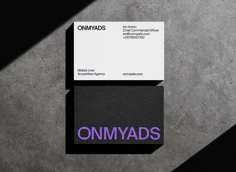 Onmyads — Brand Identity & Website :: Behance Mb Logo, Brand Collateral, Ci Design, Business Cards Layout, Modern Business Cards Design, Minimal Business Card, Visiting Card Design, Mood And Tone, Business Card Branding