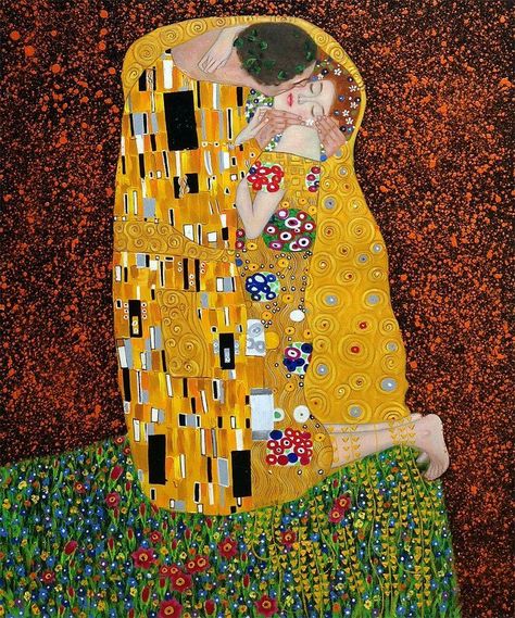 Gustav Klimt 1907/1908 'the kiss' oil panting and gold with silver leaves Kiss Painting, Gustav Klimt Art, The Kiss (klimt), Klimt Paintings, Klimt Art, Joan Miro, The Kiss, Oil Painting Reproductions, Caravaggio