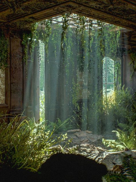 Nature Overtaking Aesthetic, Overgrown Modern House, Abandoned Overgrown Places, Overgrown Aesthetic Drawing, Overgrown House Drawing, Reclaimed By Nature Aesthetic, Overgrown Nature Aesthetic, Environmental Reference Photo, Overgrown Building Aesthetic