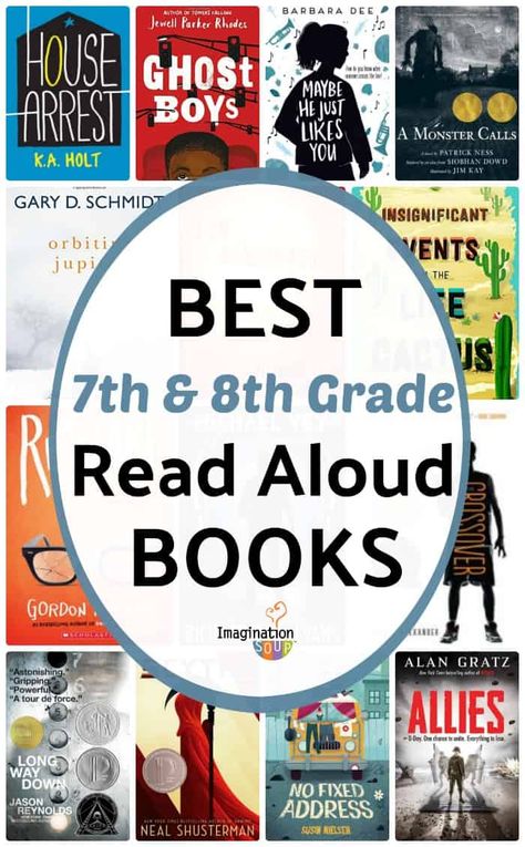 Books To Read In 7th Grade, Reading Challenge For Middle School, Best Books For 7th Graders, Realistic Fiction Books For 7th Grade, Grade 8 Activities, 7th Grade Books To Read, Middle School Read Alouds, Best Books For Middle Schoolers, Books For Middle School Boys