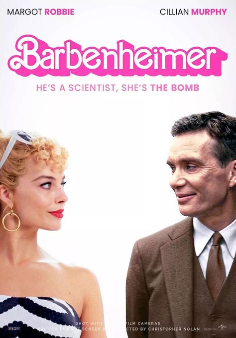 Barbenheimer: The Superb Movie Poster Mashups by Rahal Nejraoui » Design You Trust Robert Oppenheimer, Райан Гослинг, Barbie Cartoon, Christopher Nolan, Spooky Scary, Movie Poster Art, Cillian Murphy, Film Cameras