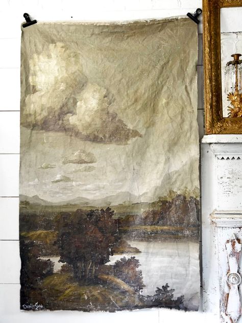 Original Artwork For Sale, Painting Over Old Paintings, Mural In Bathroom, Diy Wall Mural, Nest Ideas, Canvas Backdrop, Diy Large Wall Art, Jennifer Lanne, Cottage Details