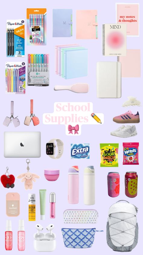 #school#preppy Preppy Supplies, Preppy High School, Back To School Preppy, Accessories Preppy, Middle School Supplies, Preppy School Supplies, Volleyball Wallpaper, School Preppy, Preppy School