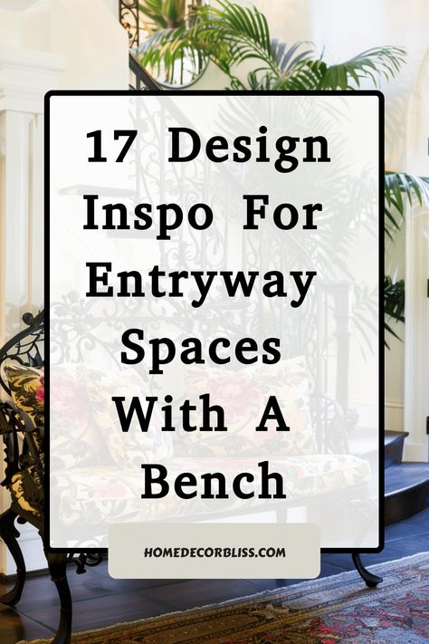 Discover 17 design inspirations for entryway spaces featuring a stylish bench. Transform your entryway into a welcoming and organized space with these creative ideas. Whether you prefer modern, rustic, or minimalist styles, there's something here to suit every taste. Make a statement the moment someone walks through your door by incorporating these design ideas into your own home. From storage solutions to decorative accents, get inspired to revamp your entryway area and make it more functional Foyer Ideas Bench, Hallway Bench Decorating Ideas, Bench In Front Of Mirror Entryway, Small Foyer Bench Ideas, Bench Decorating Ideas Entryway, Foyer Decor With Bench, Front Entry Inspiration, Entrance Chair Ideas, Modern Entrance Decor