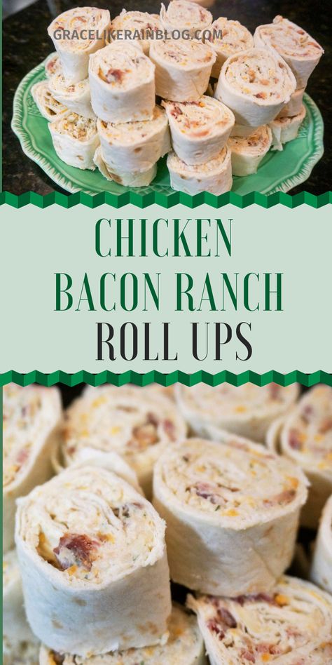 Chicken Bacon Ranch Tortilla Roll Ups are a quick and easy party snack that is full of flavor. Who doesn't love chicken and bacon and ranch? And let's throw some cheddar in there for kicks, too. I'm sharing all the keys to success for this crowd-pleasing appetizer. | Cheddar Bacon Ranch Roll Ups | Cheddar Bacon Ranch Pinwheels | Chicken Bacon Ranch Pinwheels | Bacon Appetizers | Tortilla Roll Ups | #Appetizers #Party #Snacks Snack Wraps Roll Ups, Chicken Broccoli Bacon Roll Ups, Chicken Bacon Ranch Tortilla, Ranch Tortilla Roll Ups, Bacon Ranch Roll Ups, Pinwheels Lunch, Classroom Cookbook, Pinwheels Chicken, Deli Roll Ups