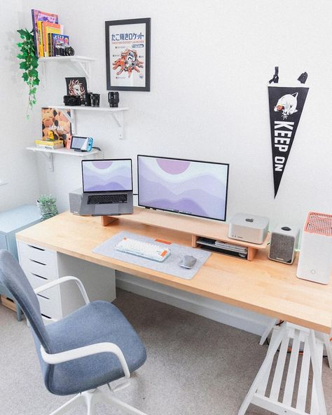 Tom on Instagram: “MacBook Pro or Mac Studio? Forgot how nice the purple is on here 💜 #desk #desksetup #office #macbook #apple #battlestation #workspace…” Battlestations Workspaces, Mac Studio Setup, Mac Workspace, Mac Desk Setup, Macbook Desk Setup, Macbook Desk, Mac Desk, Macbook Setup, Study Setup